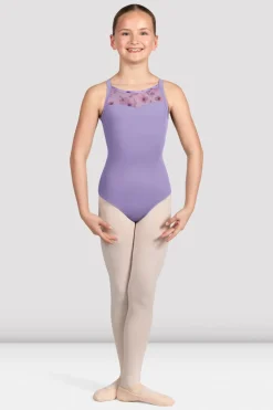 Girls Lila Floral Camisole Leotard-Bloch Discount
