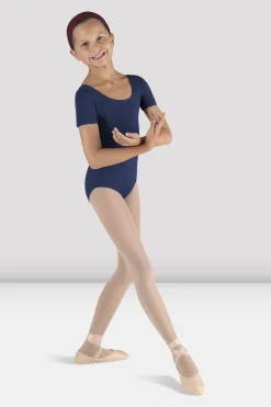 Girls Short Sleeve Round Neck Leotard-Bloch Clearance